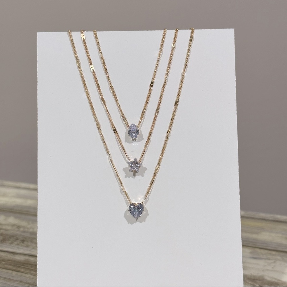 Gold and Rhinestone Layered Necklace